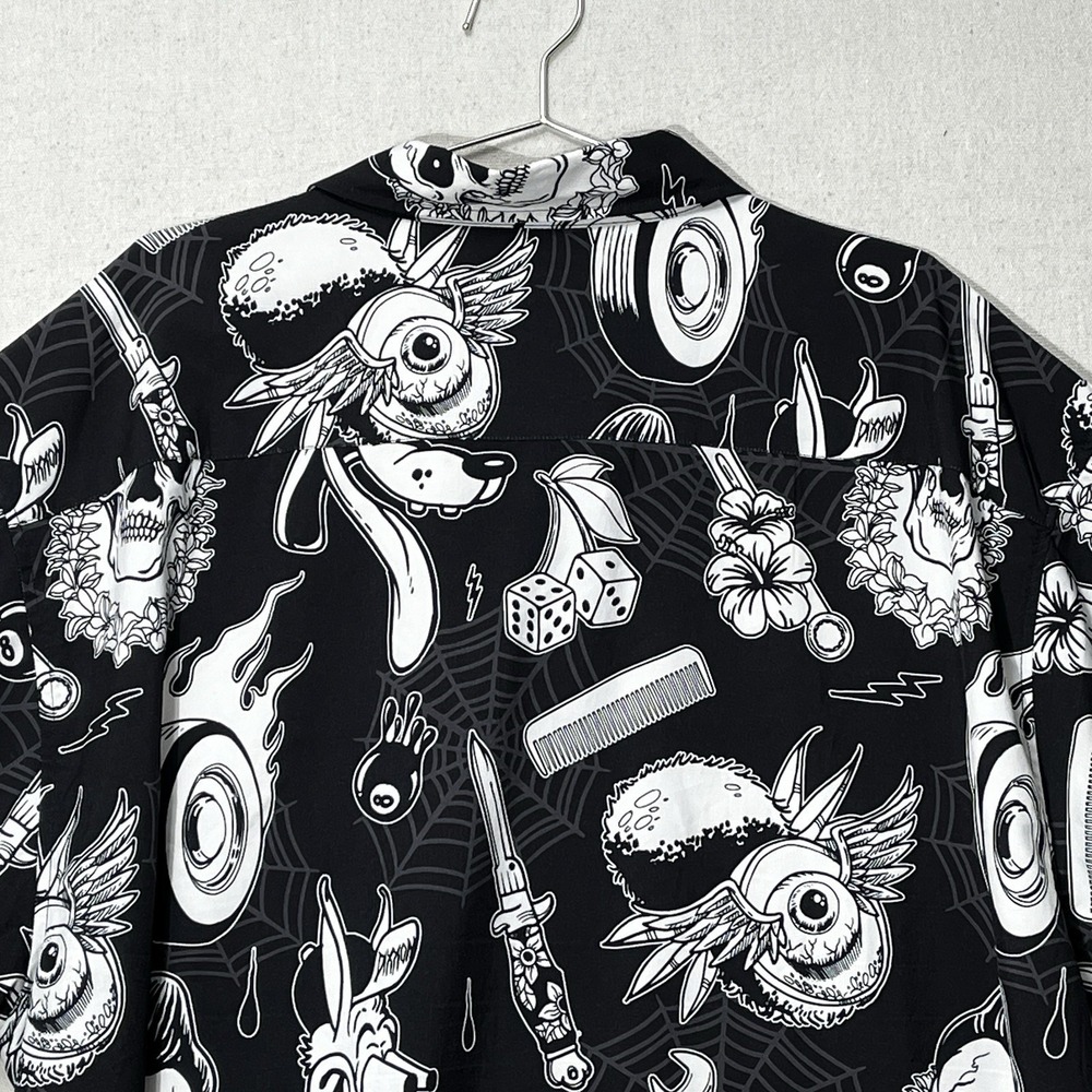 Dixxon Flannel‎ Co Rat Rod Skull Button Up Shirt 4X Black Short Sleeve - Picture 13 of 15